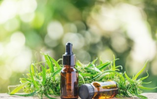 cannabis with cannabidiol (cbd) extract in a shopping cart